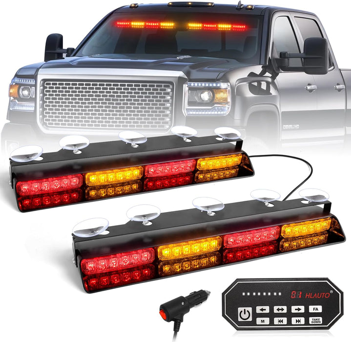 "Emergency Dash Strobe Lights: 2X16.8 Inch Amber White Security Light Bar with Controller"