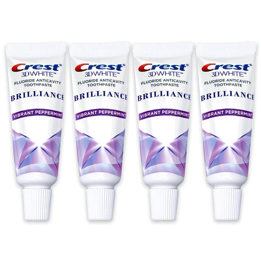 3D White Brilliance Toothpaste, Vibrant Peppermint, Travel Size 0.85 Oz (24G) - Pack of 4