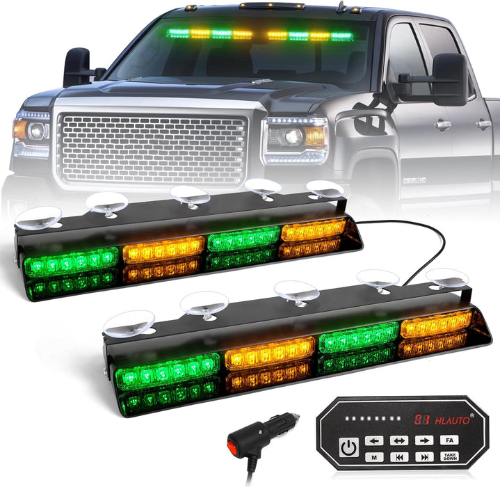 "Emergency Dash Strobe Lights: 2X16.8 Inch Amber White Security Light Bar with Controller"