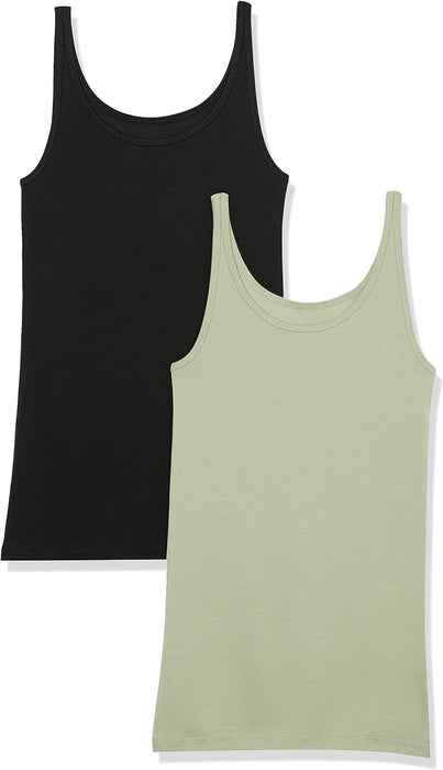 Women'S Slim-Fit Thin Strap Tank Top, Pack of 2