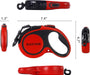 Upgraded Retractable Dog Leash, 16" Extra Long Tangle-Free Reflective Nylon, Small to Medium Dogs up to 110Lbs, Waste Bags and Dispenser Included (Red)