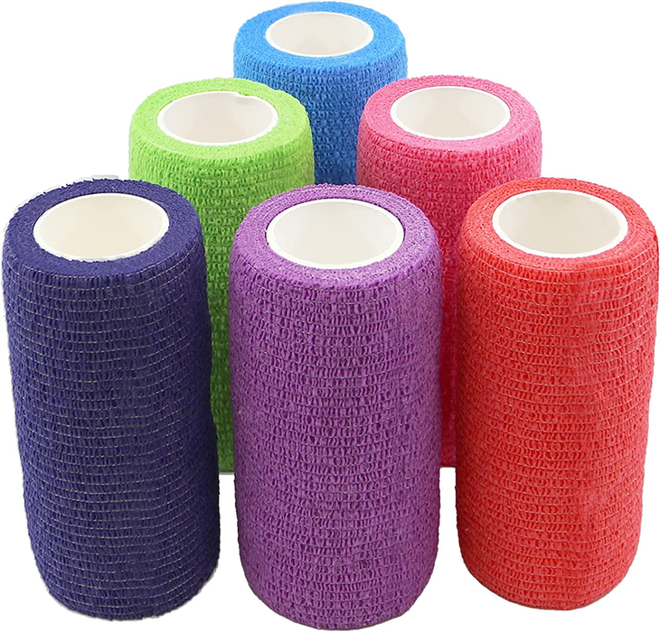 Self Adherent Cohesive Bandages 4" X 5 Yards - 6 Count, Rainbow Colors