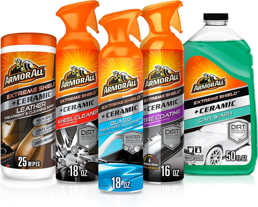 Premier Car Care Kit, Includes Car Wax & Wash Kit, Glass Cleaner, Car Air Freshener, Tire & Wheel Cleaner (8 Piece Kit)