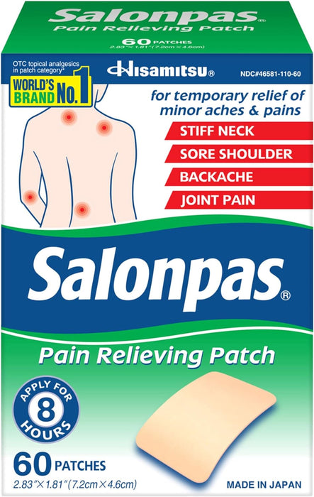 Pain Relieving Patch for Back, Neck, Shoulder, Knee Pain and Muscle Soreness - 8 Hour Pain Relief - 60 Count