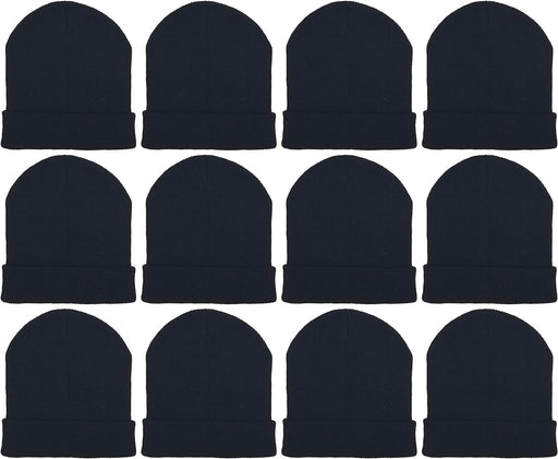 12 Pack Winter Beanie Hats for Men Women, Warm Cozy Knitted Cuffed Skull Cap, Wholesale