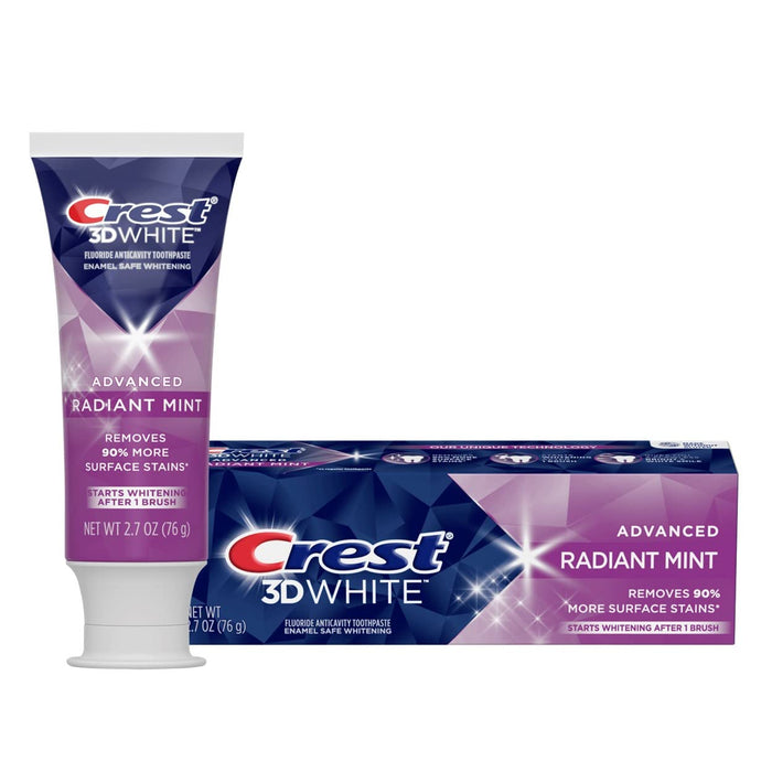 3D White Brilliance Toothpaste, Vibrant Peppermint, Travel Size 0.85 Oz (24G) - Pack of 4