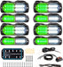 "Ultra Slim LED Emergency Strobe Lights - 8-Pcs Sync Feature for Trucks, Vehicles, Construction - Amber/White"