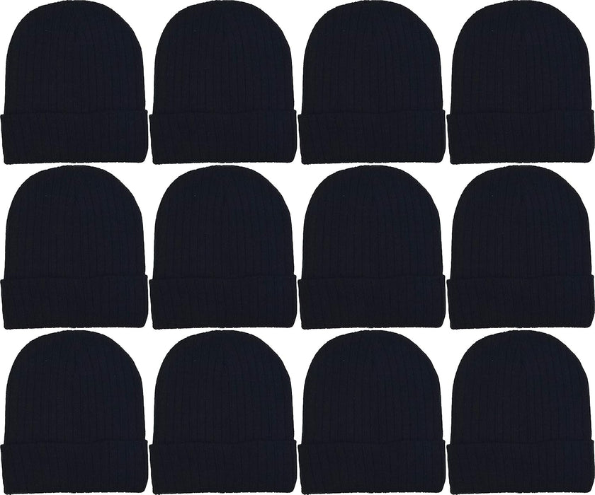 12 Pack Winter Beanie Hats for Men Women, Warm Cozy Knitted Cuffed Skull Cap, Wholesale