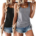 Womens Tank Tops, 2 Pack Summer Tank Tops for Women 2024, Sleeveless U Neck Loose Button Casual Henley Tops Shirts