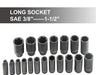 19Pcs 1/2" Impact Socket Set, 6-Point Deep Socket, Cr-V Steel, 3/8 Inch - 1-1/2 Inch