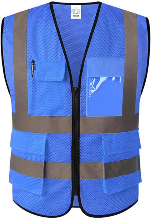 Multiple Pockets Class 2 High Visibility Reflective Safety Vest Men Women Work Construction Vest Meets ANSI Standards