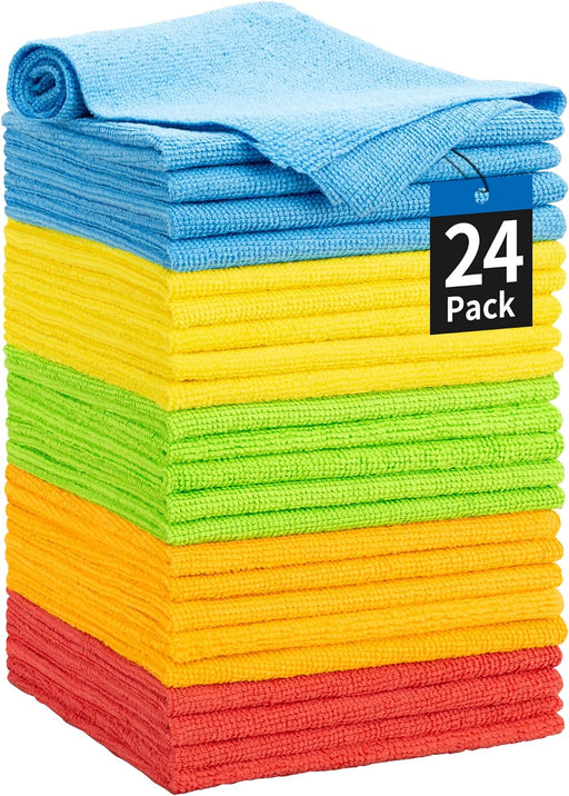 Microfiber Towels for Cars, 24 Pack Microfiber Cleaning Cloths, 11.5"*11.5" Cleaning Rags Towels Bulk Absorbent Lint-Free, All-Purpose for Detailing, Office, Household Cleaning