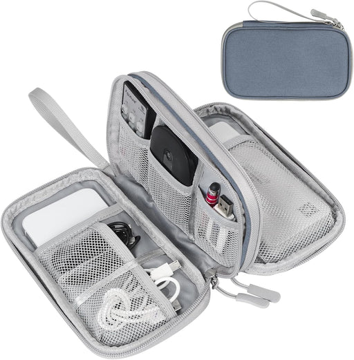 Travel Cable Organizer Pouch Electronic Accessories Carry Case Portable Waterproof Double Layers All-In-One Storage Bag for Cord, Charger, Phone, Earphone Black