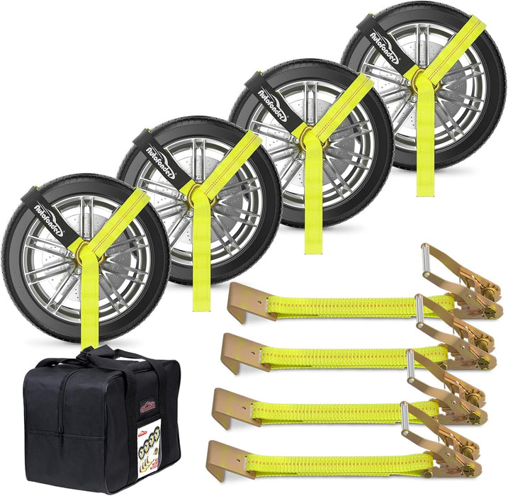 Car Tie down Straps for Trailers - 4 Pack Car Hauler Straps, 2" X 120" Trailer Straps, 10,000Lb Break Strength Tire Straps for a Car Trailer,Truck,Utv Tie down Straps over the Wheel Straps,Car Straps