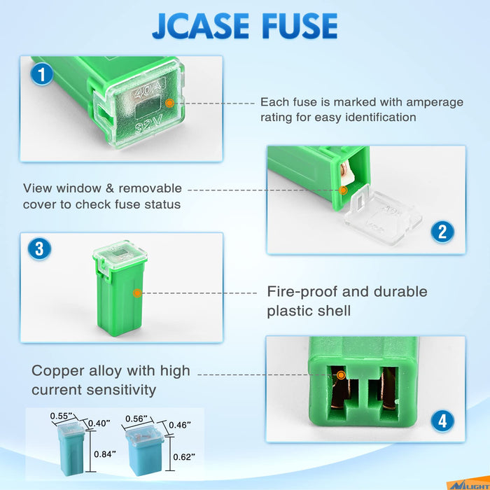 Blade Jcase Car Fuse Assortment Kit 5A 7.5A 10A 15A 20A 25A 30A Standard Mini Fuses 20A 30A 40A 50A 60A Low Tall STD Profile Fuses for Car Truck, 2 Years Warranty, 250PCS Fuses + Box Fuses