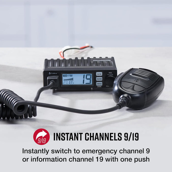 19 MINI Recreational CB Radio - 40 Channels, Travel Essentials, Time Out Timer, VOX, Auto Squelch, Auto Power, Instant Channel 9/19, 4-Watt Output, Easy to Operate, Black