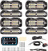 "Ultra Slim LED Emergency Strobe Lights - 8-Pcs Sync Feature for Trucks, Vehicles, Construction - Amber/White"