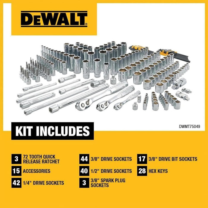 Mechanics Tool Set, SAE and Metric, 1/2, 1/4, 3/8 Drive Sizes, 192-Piece (DWMT75049)