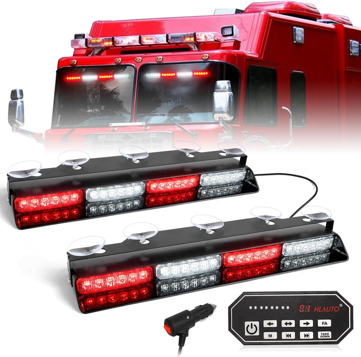 "Emergency Dash Strobe Lights: 2X16.8 Inch Amber White Security Light Bar with Controller"