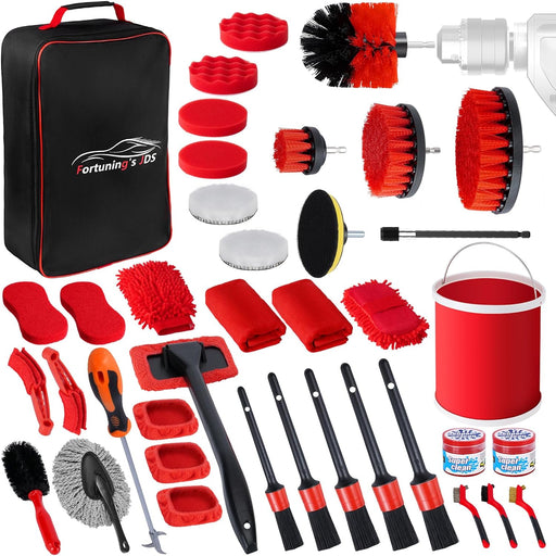 37PCS Car Detailing Kit Interior Cleaner, Auto Detailing Kit, Car Vacuum Car Interior Detailing Kit, Car Wash Kit with Bucket Detailing Brush Set Car Accessories for Motorcycle, Cars, Bikes, Wheels