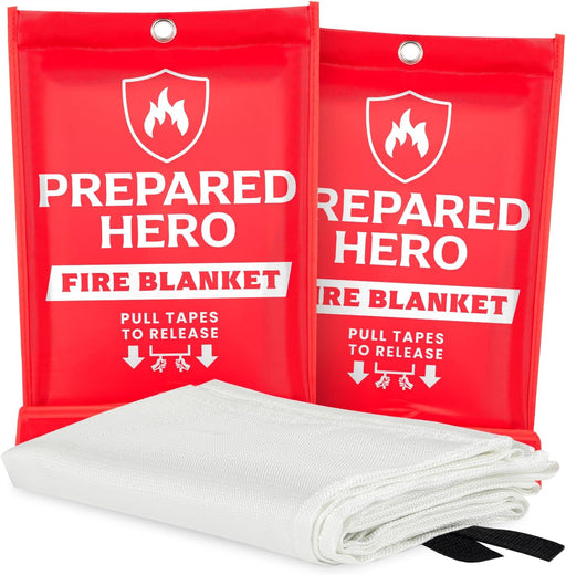 Emergency Fire Blanket - 2 Pack - Fire Suppression Blanket for Kitchen, 40” X 40”, for Home, Fiberglass Fire Blanket.