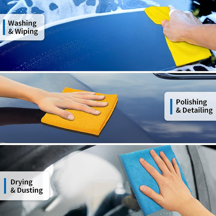 Microfiber Towels for Cars, 24 Pack Microfiber Cleaning Cloths, 11.5"*11.5" Cleaning Rags Towels Bulk Absorbent Lint-Free, All-Purpose for Detailing, Office, Household Cleaning