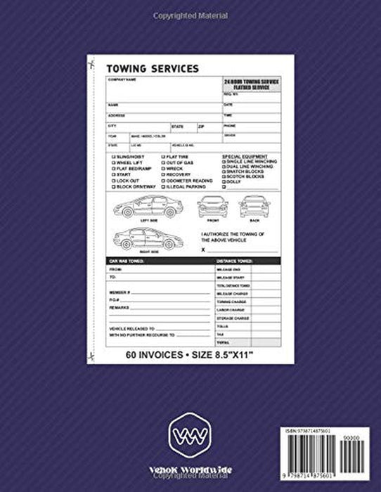 "Towing Services Invoice Book: 60 Professional Invoices for Towing and Transport Services"