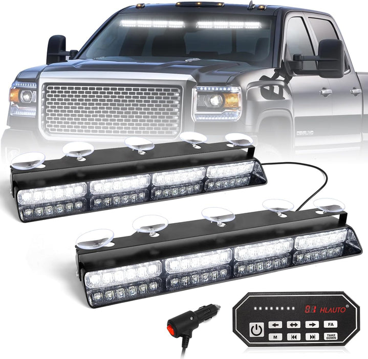 "Emergency Dash Strobe Lights: 2X16.8 Inch Amber White Security Light Bar with Controller"