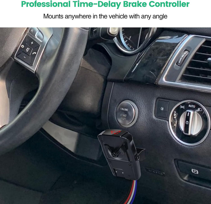 Trailer Brake Controller, Time-Delay Brake Controller for 1-4 Axles, Ideal for Light-Duty and Occasional Towing, Ensures Driving Safety on the Road