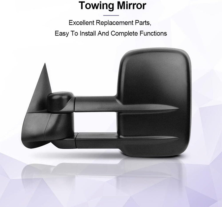 Tow Mirrors Compatible with for 1988-1998 for Chevy Silverado for GMC Sierra 1500 2500 3500 Pickup Truck Mirrors Manual Adjusted No Heated No Turn Signal Black Housing Towing Mirrors LH RH