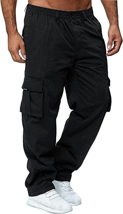 Men'S Cargo Pants with Pockets Cotton Hiking Sweatpants Casual Athletic Jogger Sports Outdoor Trousers Relaxed Fit