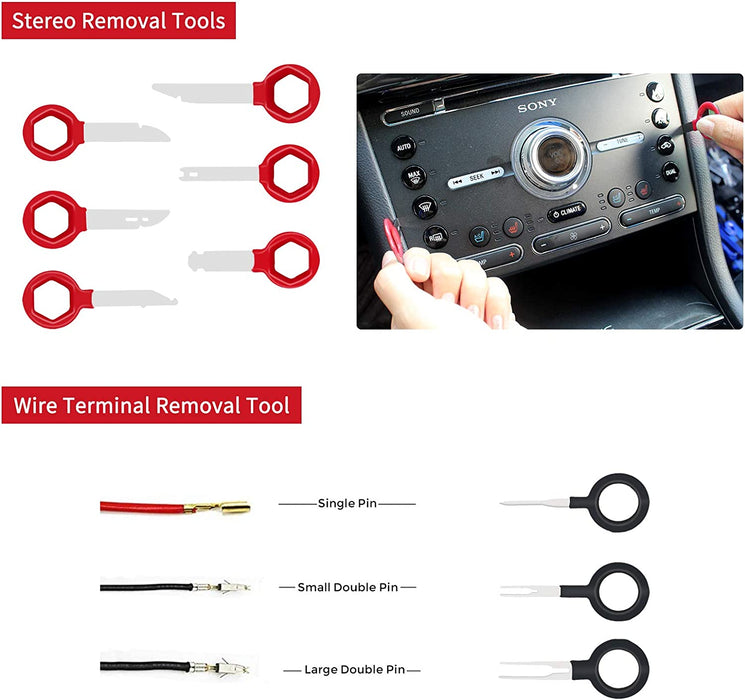 Trim Removal Tool, 200PCS Trim Tool Auto Removal Kit, Plastic Panel Fastener Removal Tool, Trim Removal Kit for Car/Trim/Panel/Door/Audio/Auto Clip Pliers/Terminal Removal Tool Kit (Red)