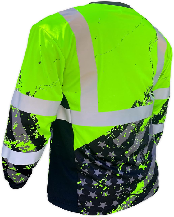 SS360 American Grit Long Sleeve Tee - ANSI Class 3 - Safety Green - XL