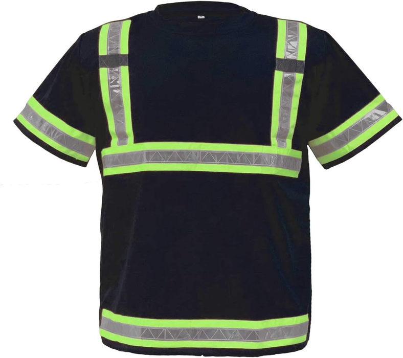 Reflective Safety Work Shirts for Men - High Visibility Short Sleeve T Shirts ANSI Class 3 Gear with Reflective Tape