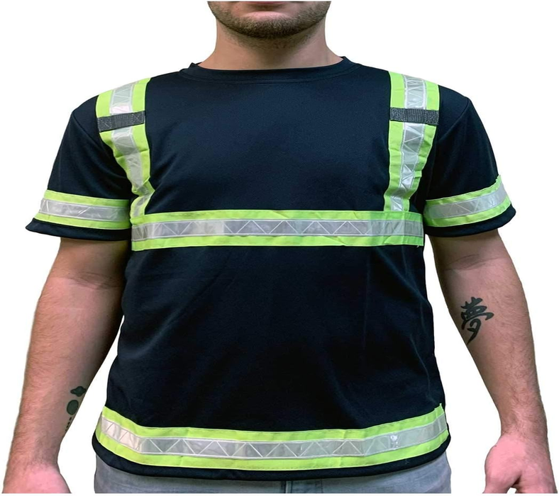 Reflective Safety Work Shirts for Men - High Visibility Short Sleeve T Shirts ANSI Class 3 Gear with Reflective Tape