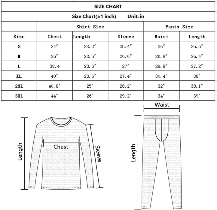 Long Johns Thermal Underwear for Men Skiing Winter Warm Hunting Gear Fleece Lined Base Layer Set Top Bottom