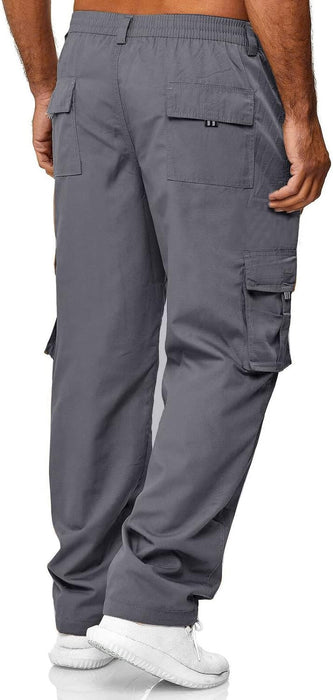 Men'S Cargo Pants with Pockets Cotton Hiking Sweatpants Casual Athletic Jogger Sports Outdoor Trousers Relaxed Fit