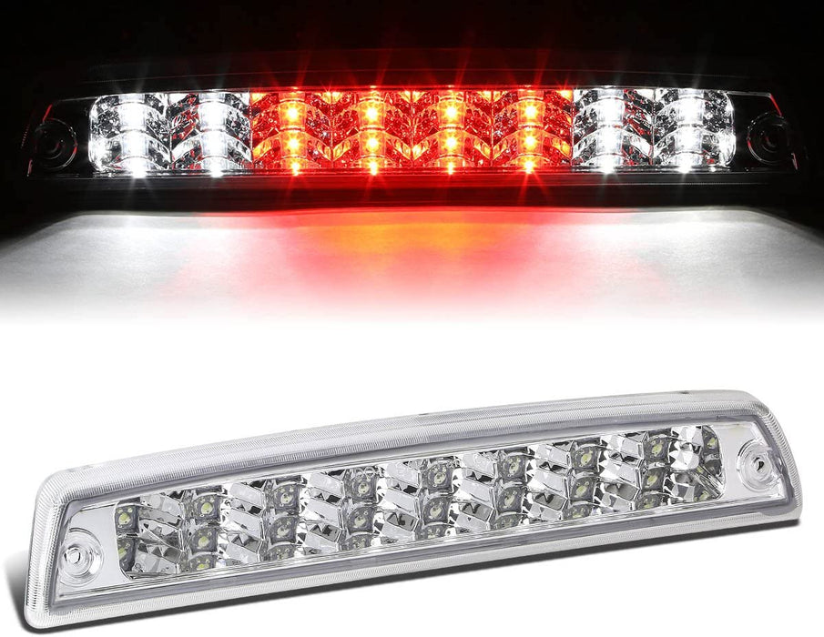 Dual Row 16 LED Rear Tail Center High Mount Stop Lamp Third Brake Cargo Light Compatible with Dodge Ram 1500 2500 3500 94-01, Chrome Housing, Clear Lens