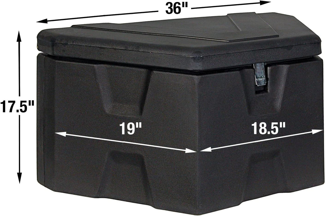 1701680 Black Poly Trailer Tongue Truck Tool Cargo Storage Box, 19 X 36 X 17.5 Inch, Made in the USA, Trailer Tongue Box for Storage and Organization, Trailer Storage Box