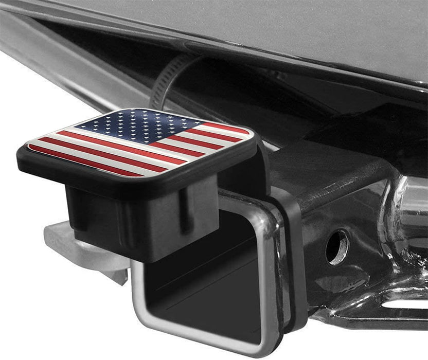 2 Inch Trailer Hitch Cover, American Flag Tube Plug Insert Cap Fit for 2" Receivers, Car Exterior Accessories, US Patriotic Tow Hitch Cover for Most Vehicles, SUV, RV, Pickup, ATV (Red)