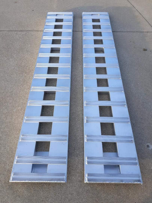 Set of 2. 9' Aluminum Ramps Car ATV Truck Heavy Equipment Skid Loader Tractor Trailer Ramps 2 Ramps = 10000Lb Capacity 108" (9') Long (108") Br Premium Material