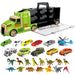 Dinosaur Truck Carrier - 26 Pieces Toy Truck Transport Car Carrier with Dinosaurs, Helicopter, Cars - Monster Trucks for Boys & Girls - Kids Toys for 3 to 12 Years Old