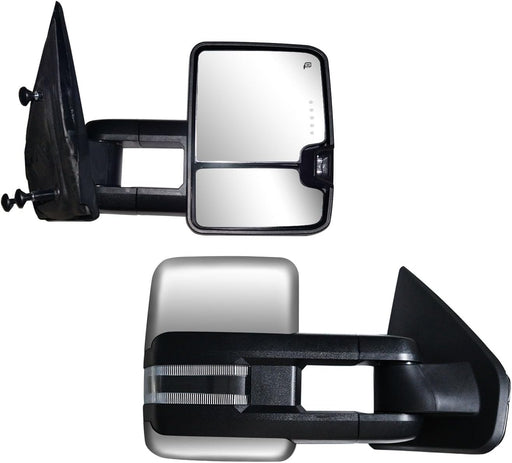 Towing Mirrors Compatible with Ford 2004 2005 2006 2007 2008 2009 2010 2011 2012 2013 14 F150 with Power Heated LED Signal and Puddle Light Trailer Tow Mirrors Pair Set Pickup Truck Chrome