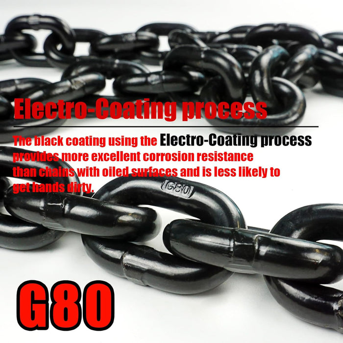 3/8'' X 10FT Binder Chain, G80 Tow Chain with Clevis Grab Hooks,7,100Lbs Working Load Limit, Transport Chain Tie Downs for Flatbed Trailers or Truck (1Pack)