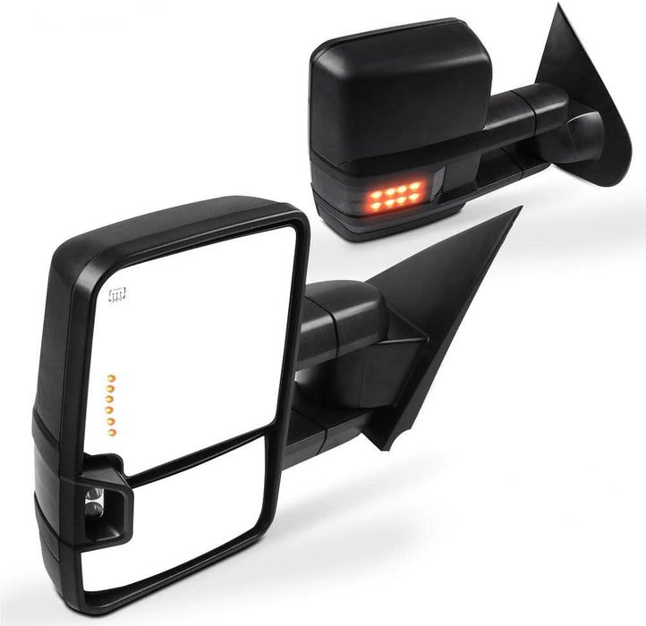 Tow Mirrors Compatible with for 2015-2020 for GMC Sierra for Chevy Silverado 1500/2500/3500 HD Pickup Truck Mirrors Power Heated LED Turn Signal Width Puddle Light Black Towing Mirrors LH RH