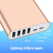 Portable Charger 20000Mah Power Bank 4 USB Outputs Aluminum Polymer Portable Battery Charger 2.0A Max Input Compatible with Iphone 13 11 XR for Road Trips Camping Picnic - Rose Gold